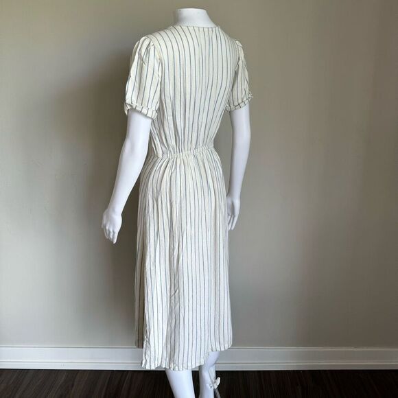 Old Navy Blue Striped V-Neck Button Midi Dress Sz XS - Picture 6 of 9